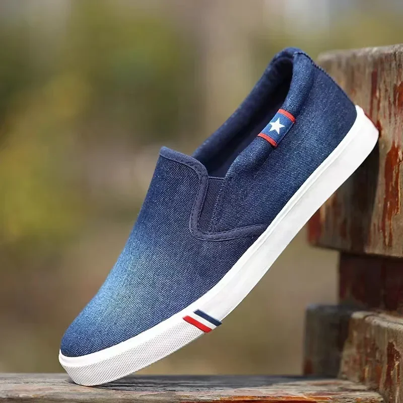 Men Shoes Vans - Denim sapatos de lona masculinos deslizamento-em