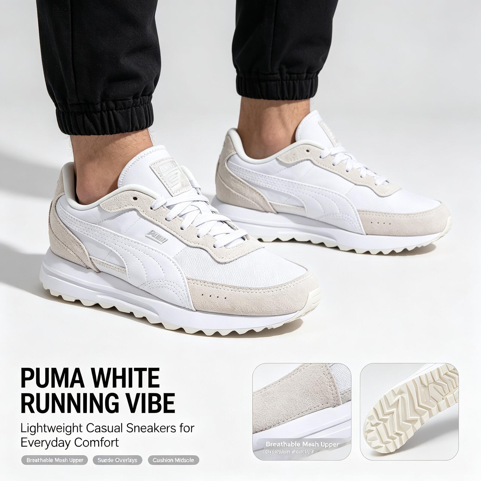 Novos Tênis Leves Puma Brancos - Men'S Shoes Puma Sneakers avaliação e preço